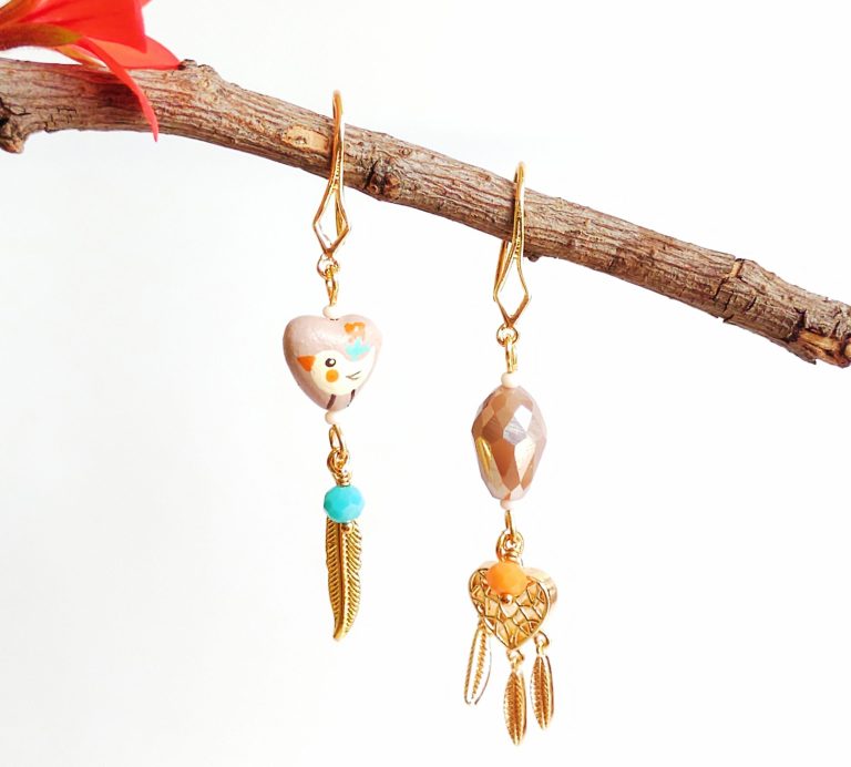 Aretes Corazón de Plumas - Imagen 2